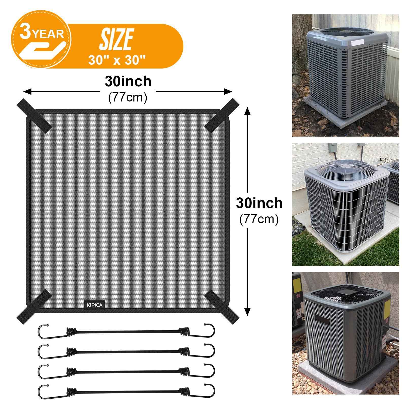 Kipiea Central Air Conditioner Mesh Covers for Outside Units, Top Universal Upgrade Mesh Outdoor AC Unit Cover Defender for All Seasons (30" x 30")