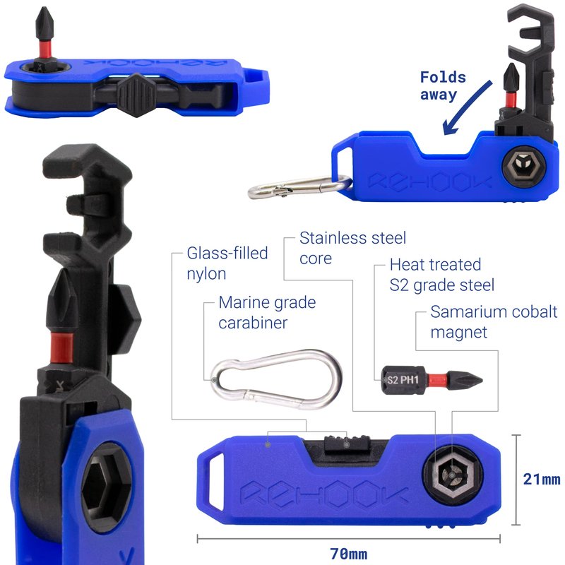 Rehook Mini - Get Your Chain Back on Your Bike - Perfect Stocking Filler for Cyclist - Ultra Blue (Ultra Blue/Black / PH1)