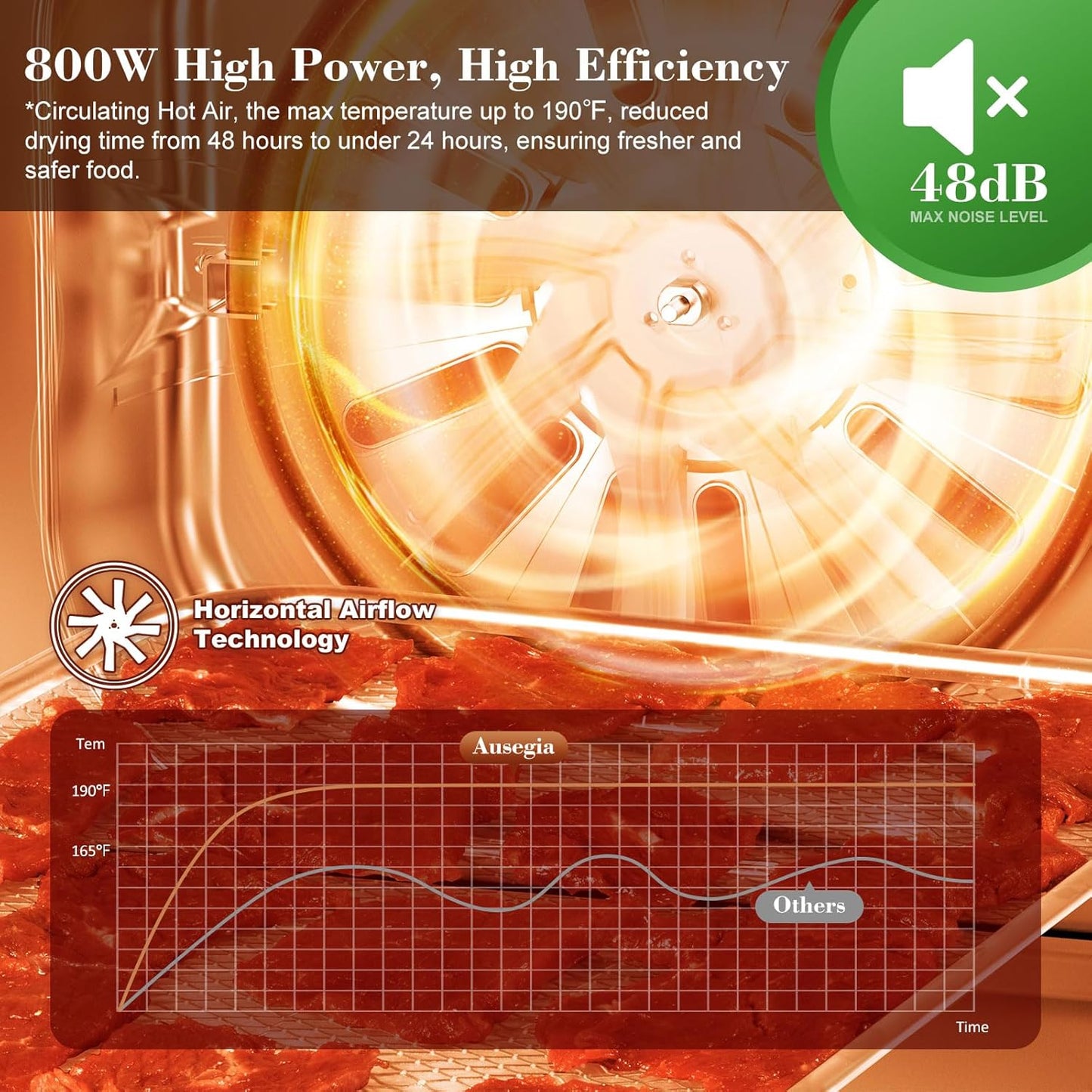 Skiennix Commercial Food Dehydrator - 800W Stainless Steel Dryer for Meat, Fruits & Veggies | 9 ft² Capacity