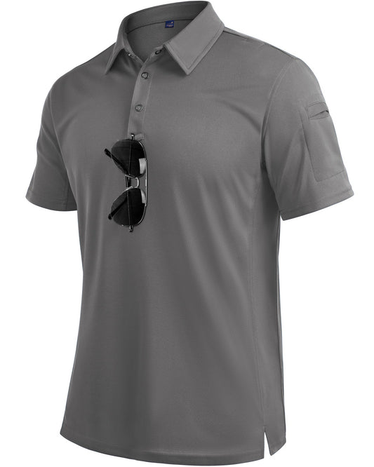 Mens Polo Shirts Tactical Dry Fit Golf Shirt Stretch Casual Tops Tennis