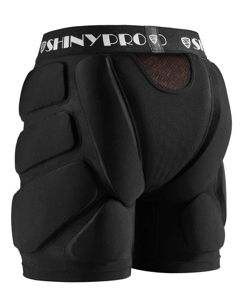 SHINYPRO Protective Padded Shorts for Snowboarding and Skating,Tear Resistance Butt Pad Heavy Duty Protection,All Pads are Removable Black