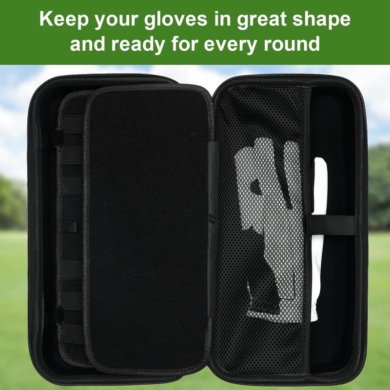 Golf Glove Case with Portable Glove Shaper, Removable Accessories Hard Case Bag for Phone, Tees, Divot Tools & Ball Marker, Repair Tools, and Golf Essentials, Gifts for Men & Women