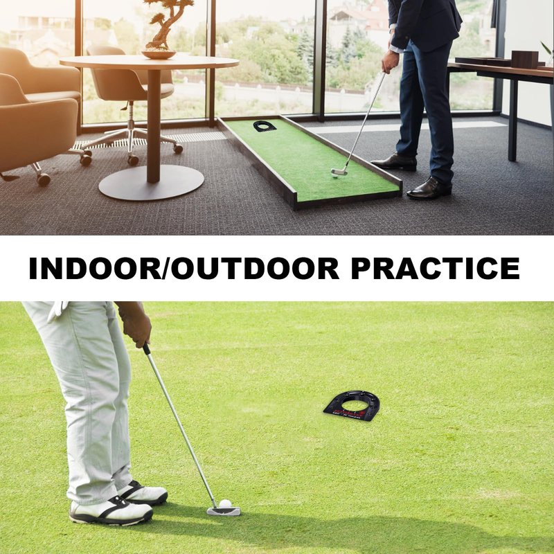 MAZEL Golf Putting Cup Hole Accuracy Trainer - Anodized Milled Aluminum Alloy Putting Training Aid for Indoor Outdoor Practice, with Carry Bag (Black)