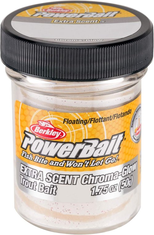 Berkley PowerBait Fishing Dough Bait - Glitter Chroma-Glow Mallow Red Fleck, 4 oz