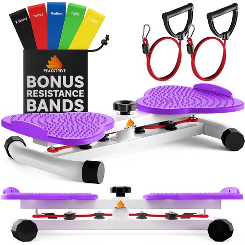 Waist Twister Machine Exercise with 5 Resistance Bands, Ab Twister Board for Weight Loss, Waist Twister with 300lbs Capacity, Noiseless and Anti-Slip - Home Gym Equipment for Women(Purple)