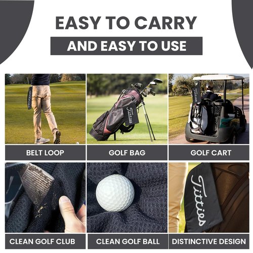 K9King Funny Microfiber Towel - Premium Golf Towel with Clip Holder - Ideal Golf Accessories for Men and Women - Black/White