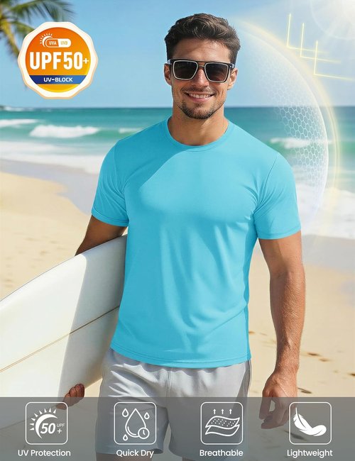 MAGCOMSEN Men's UPF 50+ Quick-Dry Athletic T-Shirt | Performance Rash Guard for Running & Swimming
