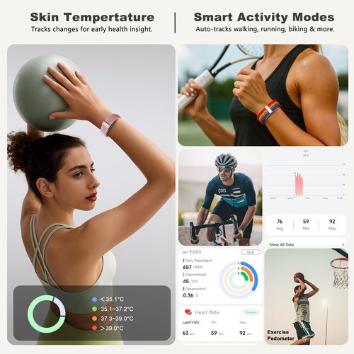 SEEKZERO Fitness Tracker with Blood Pressure & Blood Oxygen Monitor, 24/7 Heart Rate Sleep Tracking, IP68 Waterproof Smart Bracelet Step Calorie Counter, Activity Tracker for Men Women No Subscription