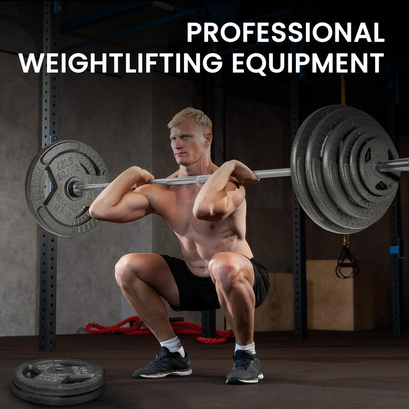Fitvids Olympic Bar for Weightlifting and Power Lifting Barbell – 700-Pound Capacity (7' Feet – 7-Foot – Chrome, Barbell Only