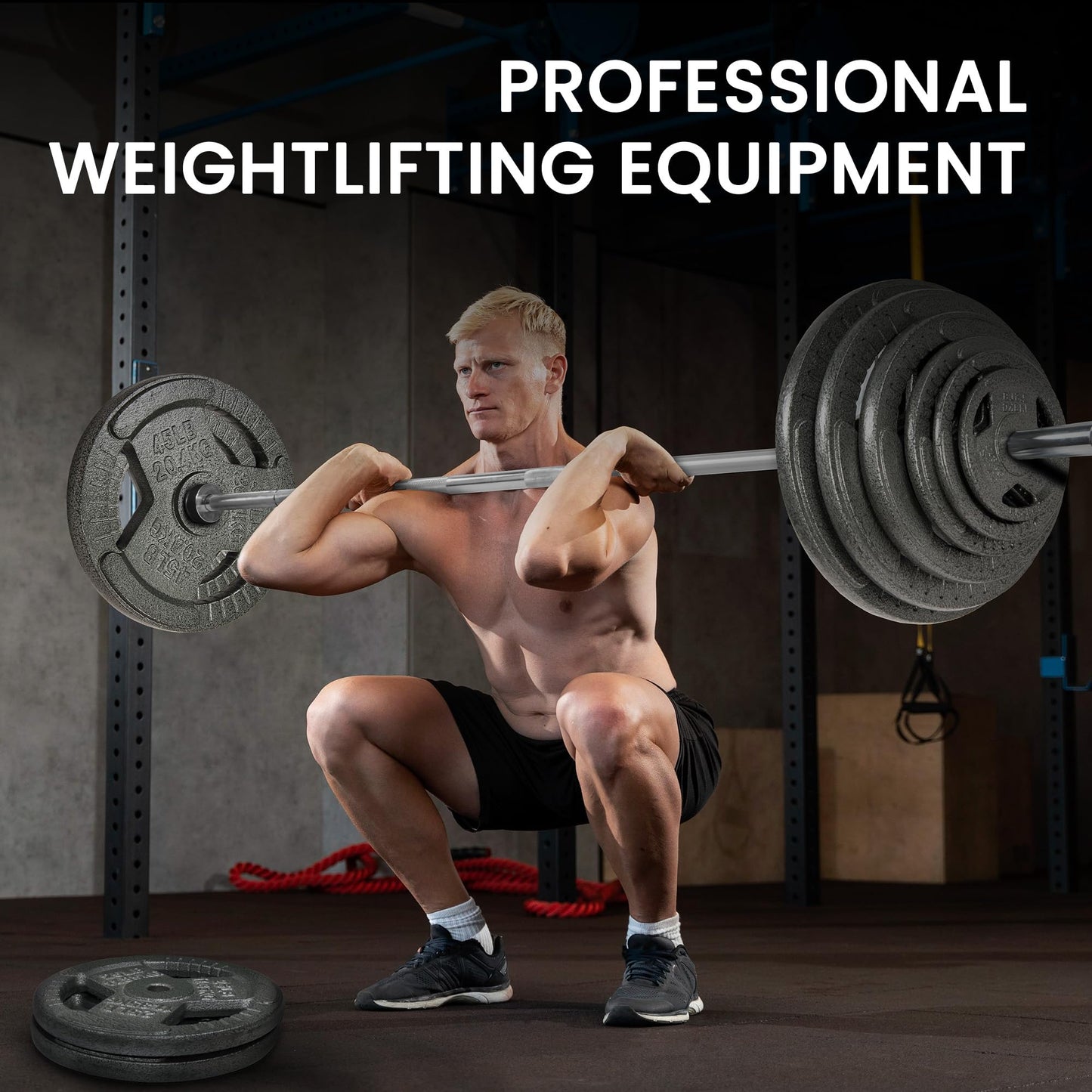 Fitvids 2 Inch Olympic Barbell Bar, 7 Feet Bar with Collar for Home Gym Strength Training, weight lifting, Bench Press, 700 LB Capacity