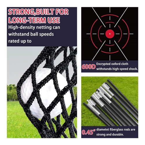 PENSUN Golf Practice Hitting Net - 10x7ft Heavy Duty Golf Net with Mat, Target Cloth, 8 Tees, 10 Balls, Carry Bag for Backyard Driving, Indoor & Outdoor Training