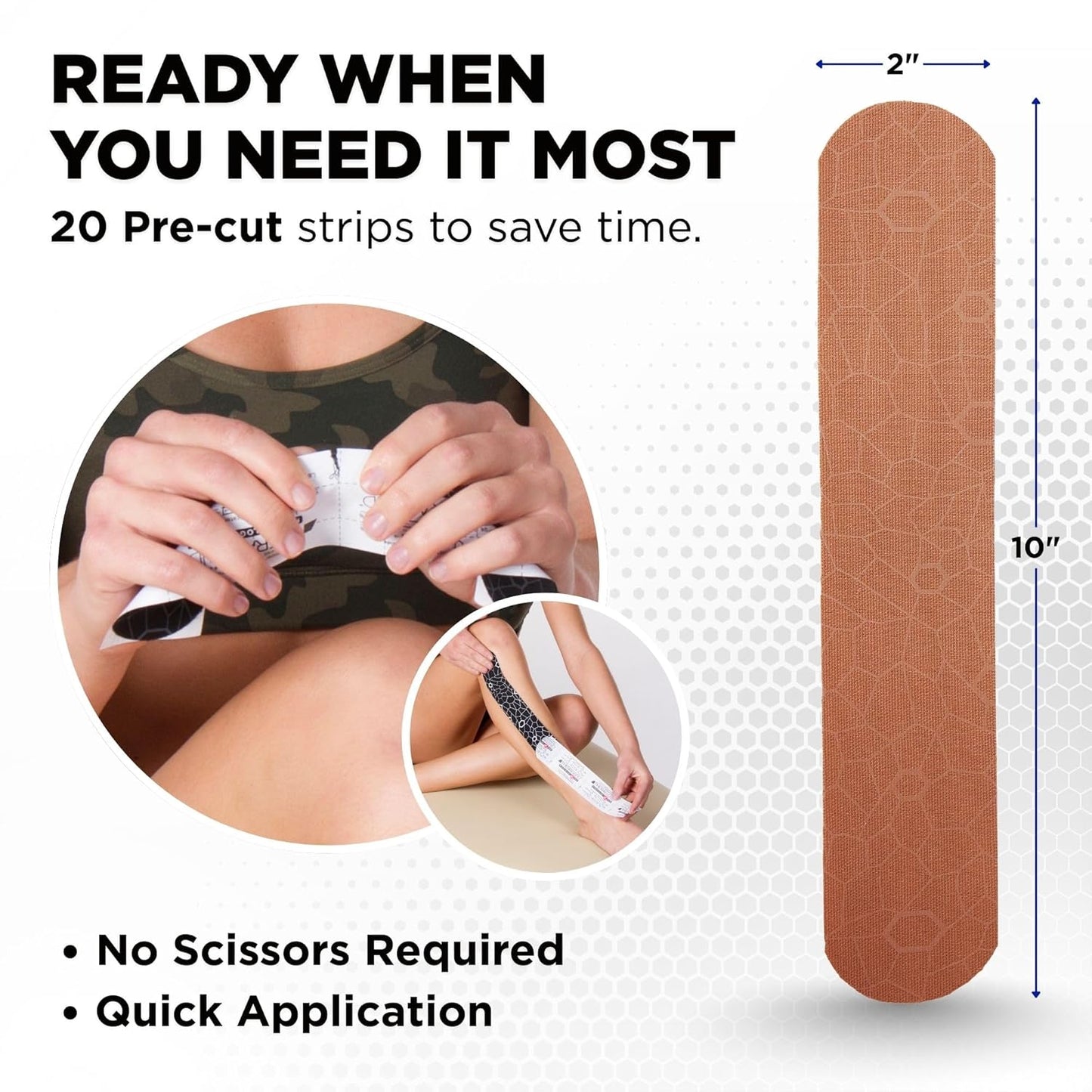 TheraBand Kinesiology Tape - Long-Lasting Beige Athletic Tape with XactStretch Indicators | Latex-Free & Water Resistant for Shoulder, Back & Knee