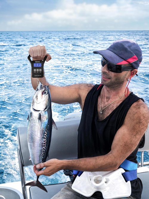 HEETA Digital Fishing Scale - 110lb/50kg Capacity, Backlit LCD, Non-Slip Handle & Hook | Perfect Fishing Gift for Men