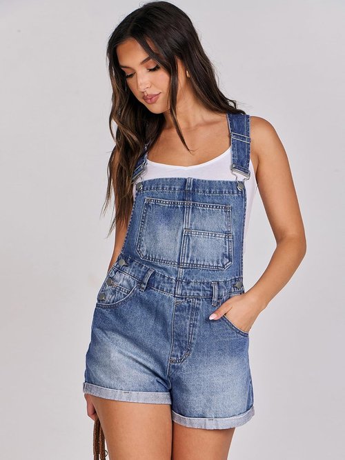 ANRABESS Denim Shorts Overalls - Casual Loose Fit Adjustable Summer Romper | Stylish Jean Bib Shortalls