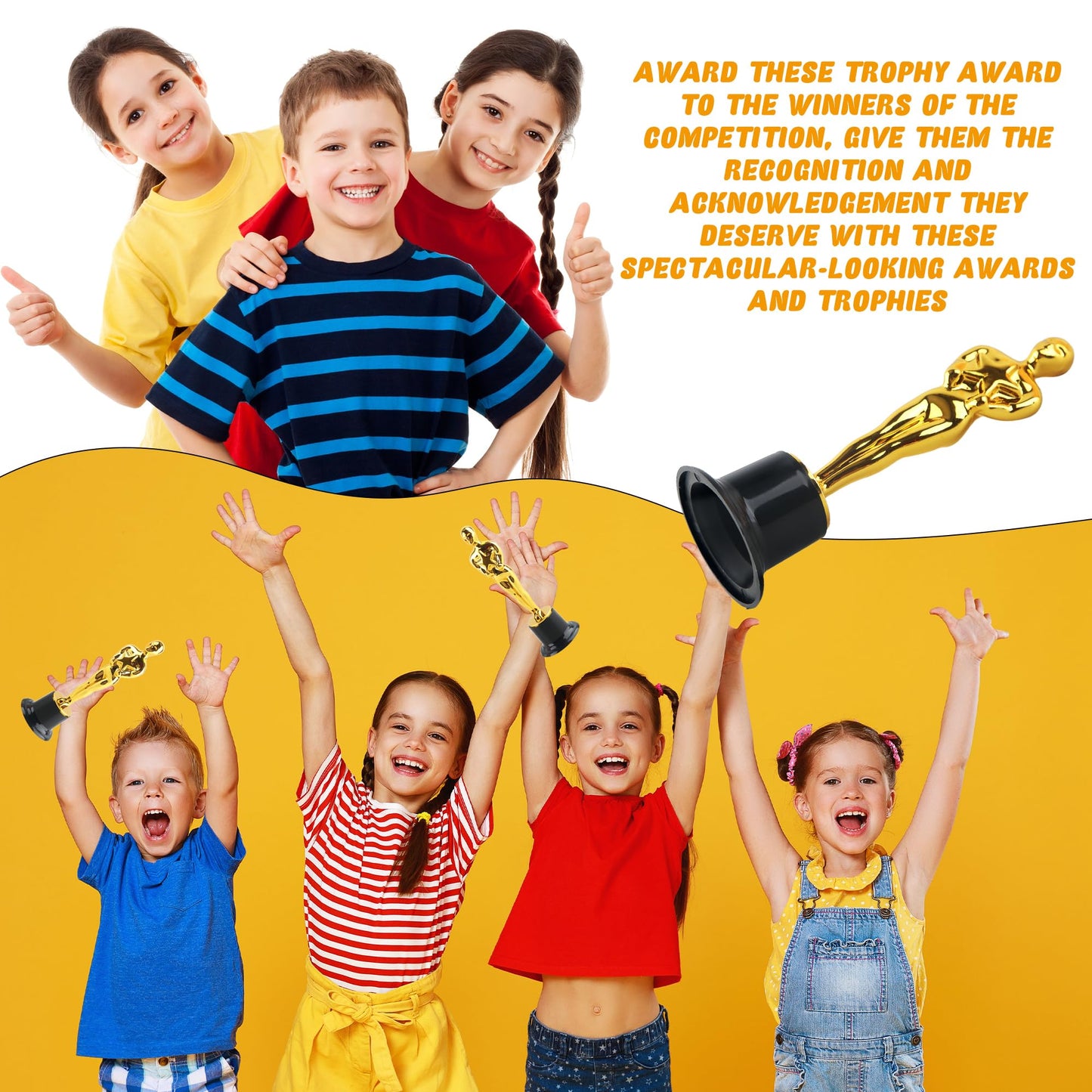 Cotiny 16 Pcs 6 Inch Gold Award Trophies Plastic Award Statues Trophy Figurines for Party Favors Recognition Awards Competitions School Rewards
