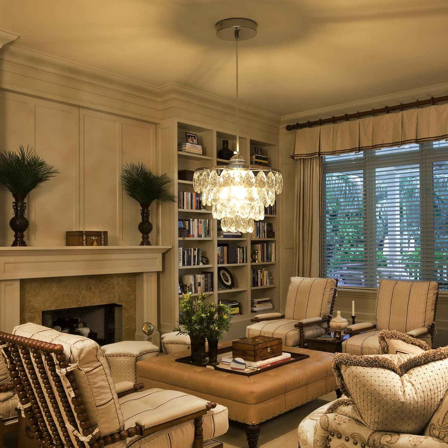 Gold Crystal Mini Chandelier - Modern Flush Mount Ceiling Light for Hallway & Bedroom