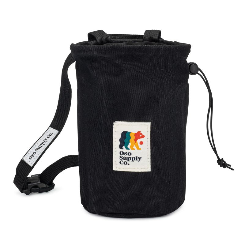 Oso Supply Co - Waxed Canvas Chalk Bag for Rock Climbing, Bouldering Chalk Bucket with Belt, Waterproof, Zippered Pocket - Perfect Rock Climbing Gear, Equipment for Indoor/Outdoors (Charcoal Black)