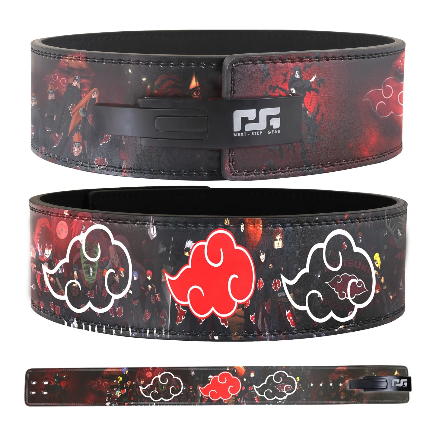 Anime-Inspired Weightlifting Belt - Durable Gym Belt for Powerlifting, Squats & Deadlifts - Adjustable Belt with Akatsuki Cloud Design for Fitness & Strength Training - Unisex