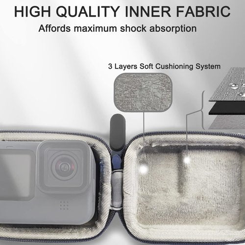 FiTSTILL Grey PU Mini Carrying Case for Go Pro Hero 13/12/11/10/9/8/7/(2018)/6/5 Black,Hard Shell Travel Storage Case for DJI Osmo Action,AKASO,Campark,YI Action Camera and More