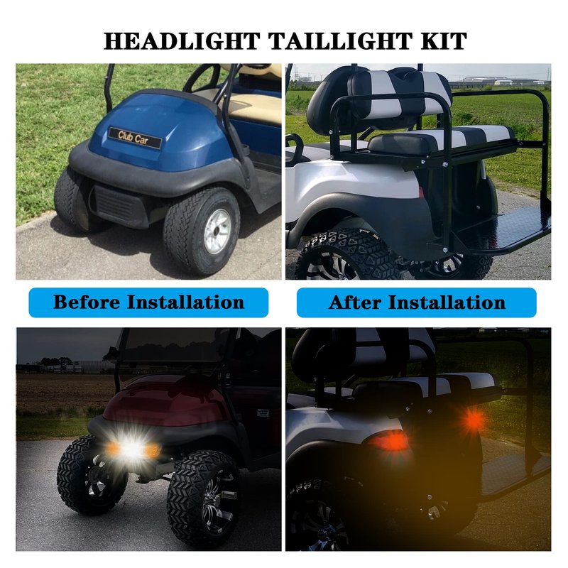 Club Car Precedent LED Light Kit with Head & Tail Lights - Fit for 2004-Up Golf Carts