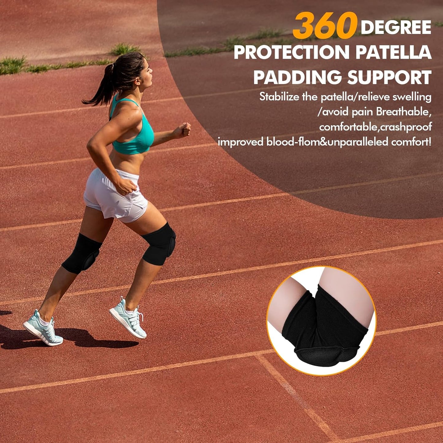 Skiennix Protective Knee Pads - Thick Anti-Slip EVA Foam for Volleyball, Climbing & More | Size M - Black