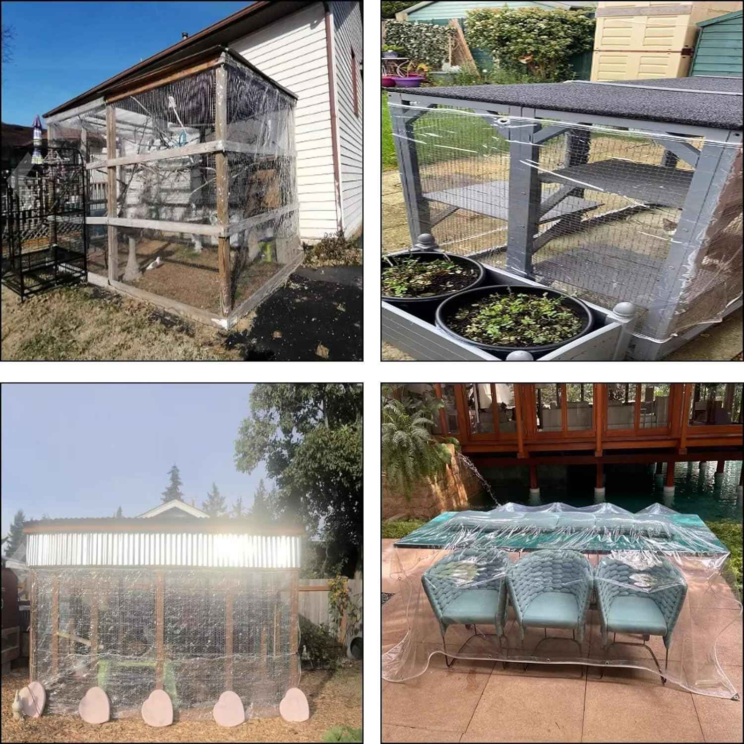 Clear Tarp 6' x 16' PVC 14 Mil Clear Tarps Heavy Duty Waterproof, 400g/m² Clear Tarps Vinyl with Grommets for Camping, Plants Greenhouse, Cars, Patio and Pavilion