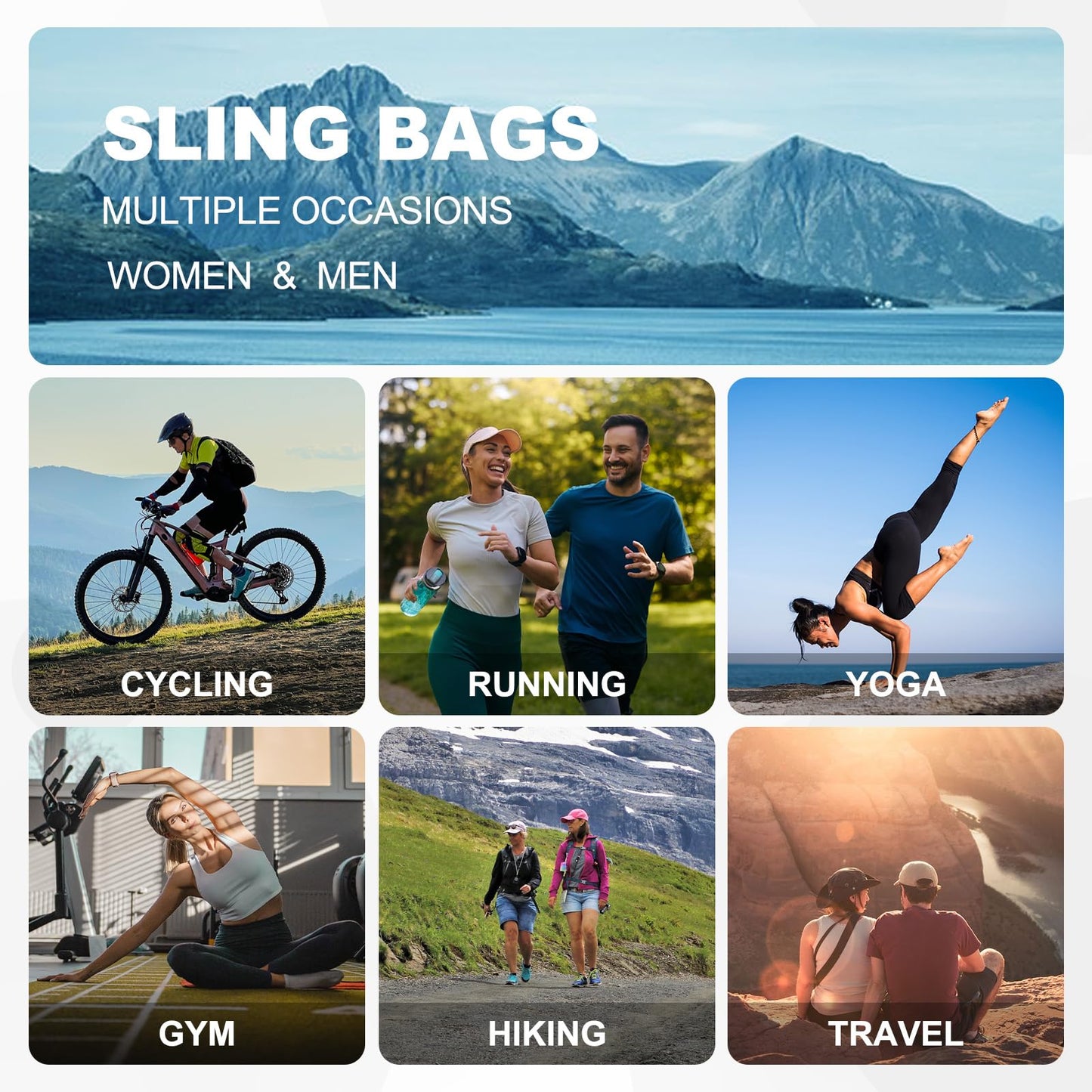 SUIKIHUM Convertible Sling Bags for Women Men, Lightweight Crossbody Backpack Daypack Fit for 11" Tablet for Casual Travel Sport Hiking (Green)