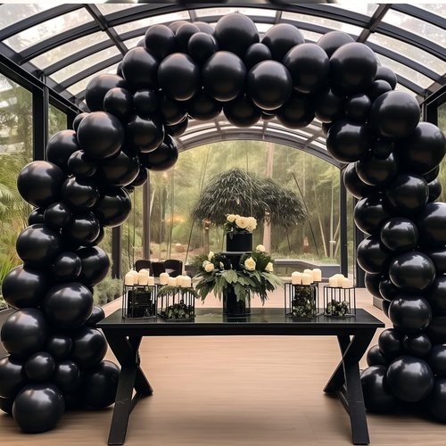 DECOCKRAT Black Latex Balloons Set - 130PCS in Various Sizes (5-18 Inch) | Perfect for Parties & Celebrations