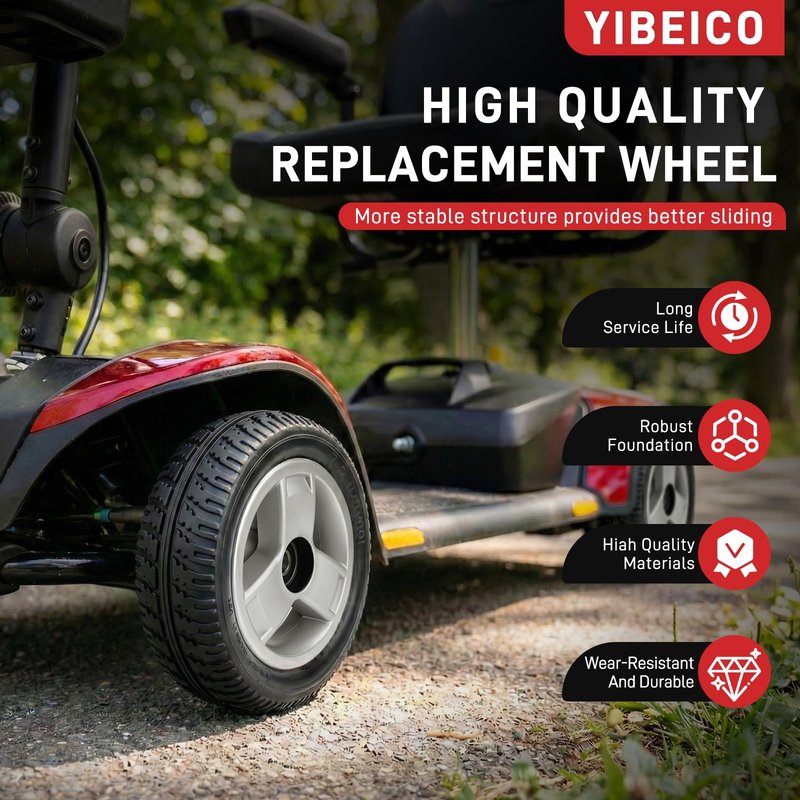 YIBEICO 2Pcs Replacement Wheel for Mobility Scooter, 7"x2" Replacement Front Wheel for Go-Go Elite Traveller SC44E, for Go-Go LX with CTS S54LX Scooters 4-Wheel, for WHLASMB1868