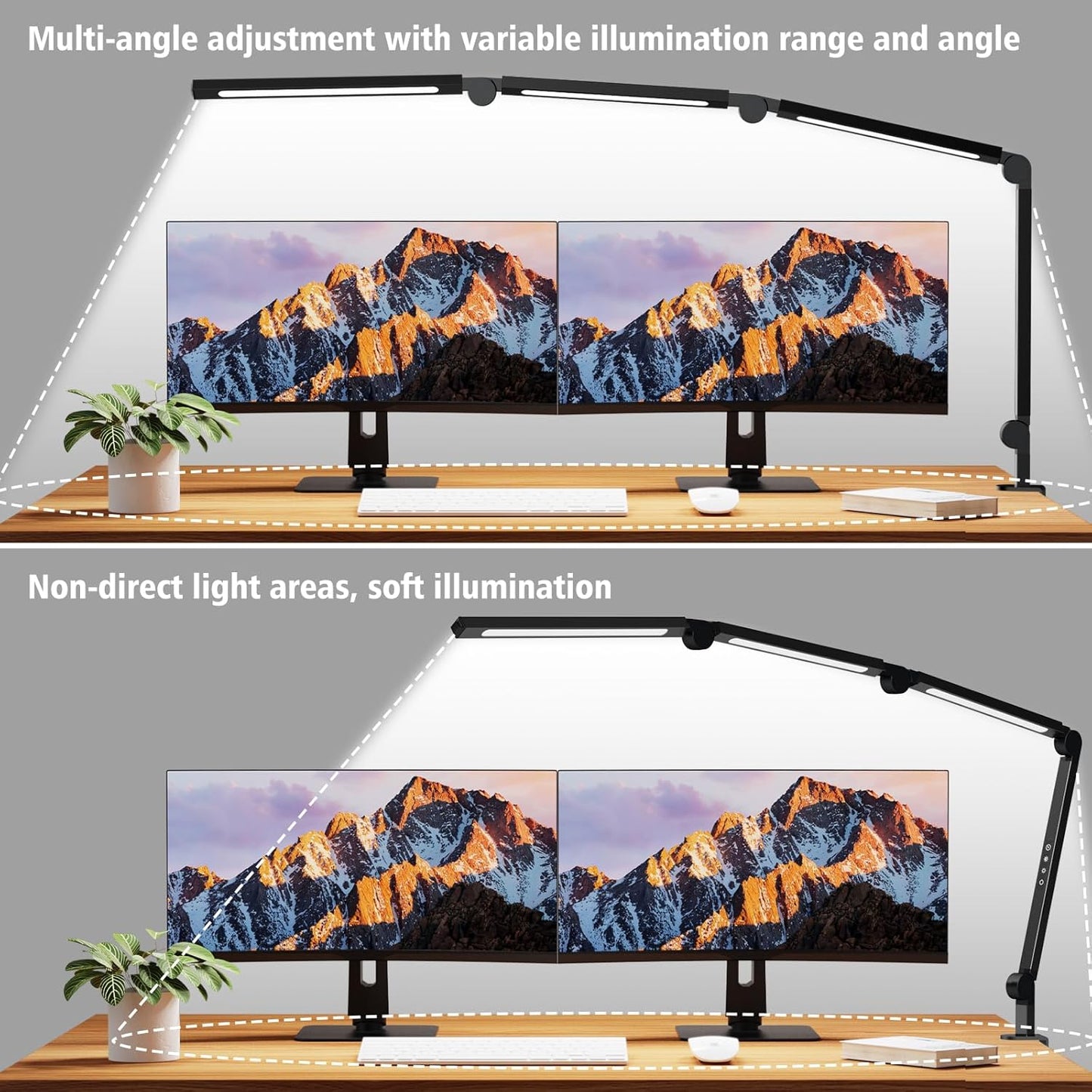 Adjustable LED Desk Lamp with Clamp - Dimmable Eye-Care Light for Home Office & Nail Tech