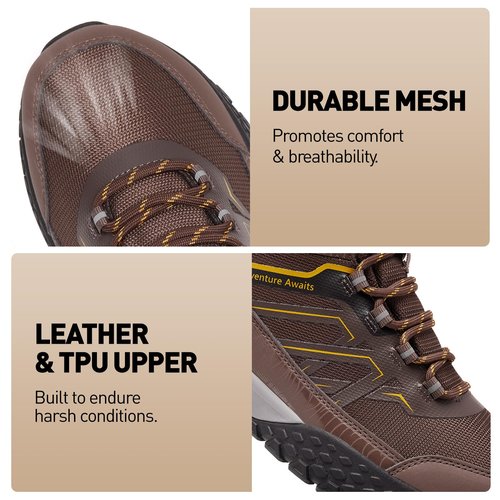 Men's Waterproof Hiking Boots - All-Terrain Breathable Ankle Support Trekking Shoes, Lightweight Anti-Slip Trail Boots for Backpacking, Camping & Technical Outdoor Adventures Brown/Tan/Orange Size 11