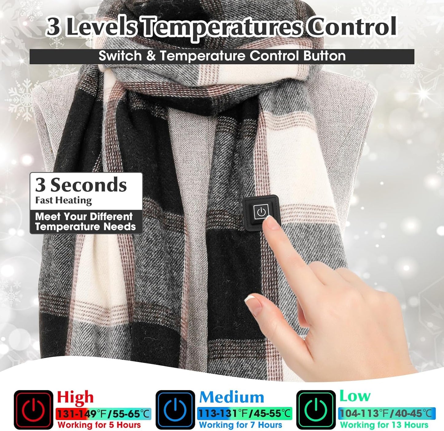 Skiennix Heated Scarf - Rechargeable Neck Warmer for Women & Men | Intelligent Electric Heating, Winter Essential