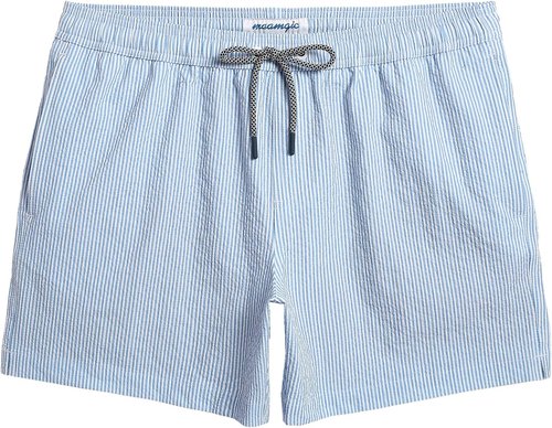 Maamgic Men's Swim Trunks - 5.5 Inch Seersucker Beach Shorts with Quick-Dry Mesh Liner
