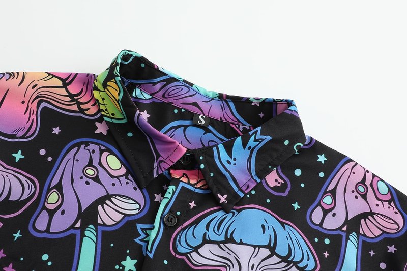 PATSINFOS rave shirt,rave outfits men,mens festival clothing,festival outfits for men,mushroom Hawaiian Shirt For Men,04