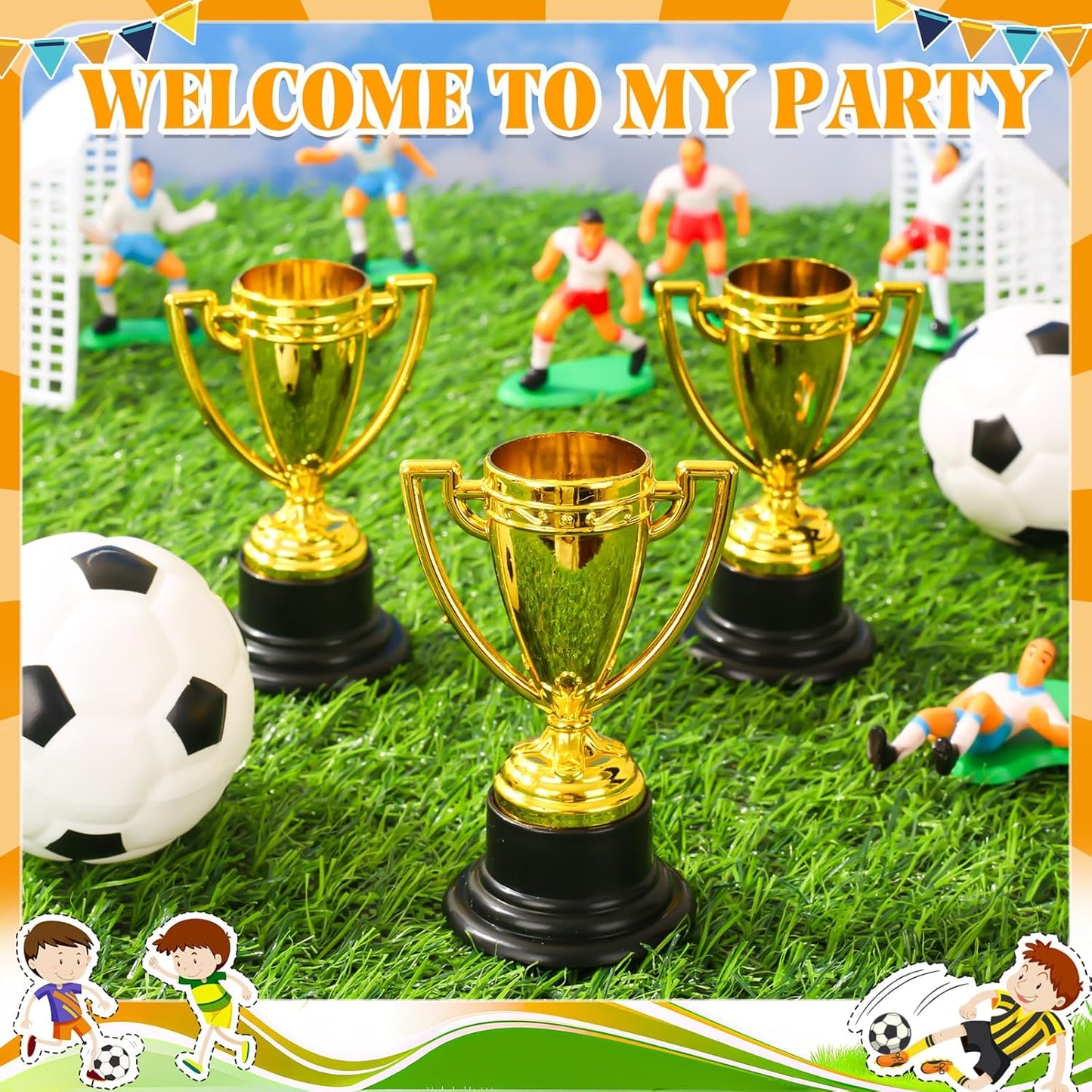 Skiennix Mini Trophies - Bulk Plastic Gold Trophy Cups for Kids' Sports Tournaments | 3.4 Inch