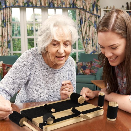 Silipull Hand Exercise Board with Hook and Loop Fasteners Hand Therapy Tool Equipment 14'' x 9'' Hook and Loop Exercise Board Solid Wood Base with Wood Tools for Improving and Finger Strength
