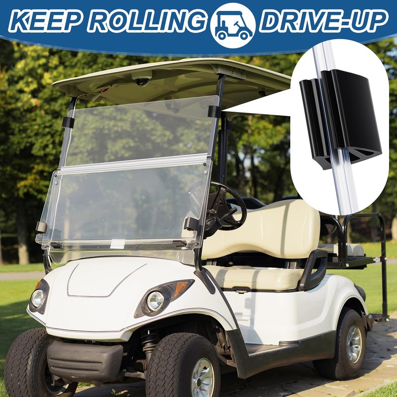 Maasechs 3 Pcs Golf Cart Living Hinge Retaining Clips Kit Include 1 Pcs 48 Inch Clear PVC Windshield Hinge 2 Golf Cart Window Clips for 1/4" Plexiglass Material Acrylic Panels