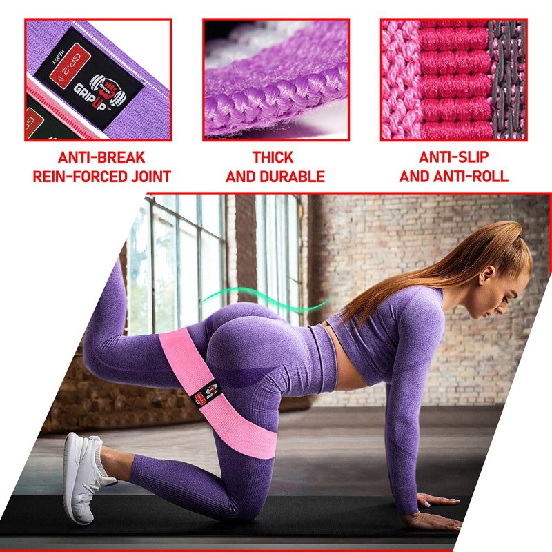 Resistance Bands for Women & Men – 3 Levels Heavy-Duty Fabric Bands for Legs, Glutes & Full Body Training, Gym, Home & Outdoor Workouts, Set of 3 (Purple/Pink/Green)