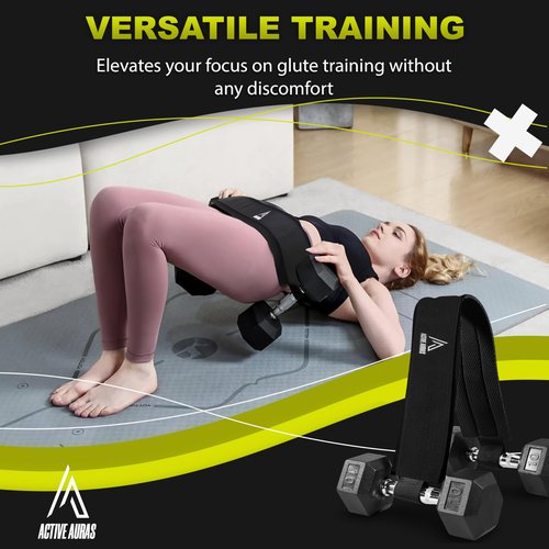 Active Auras Adjustable Hip Thrust Belt for Weights, Dumbbell Hip Thrust Belt for Women, Glute Bridge & Weight Belt, Hip Thrust Bar Support, Booty Workout Equipment, Hip Thrust Band for Home and Gym