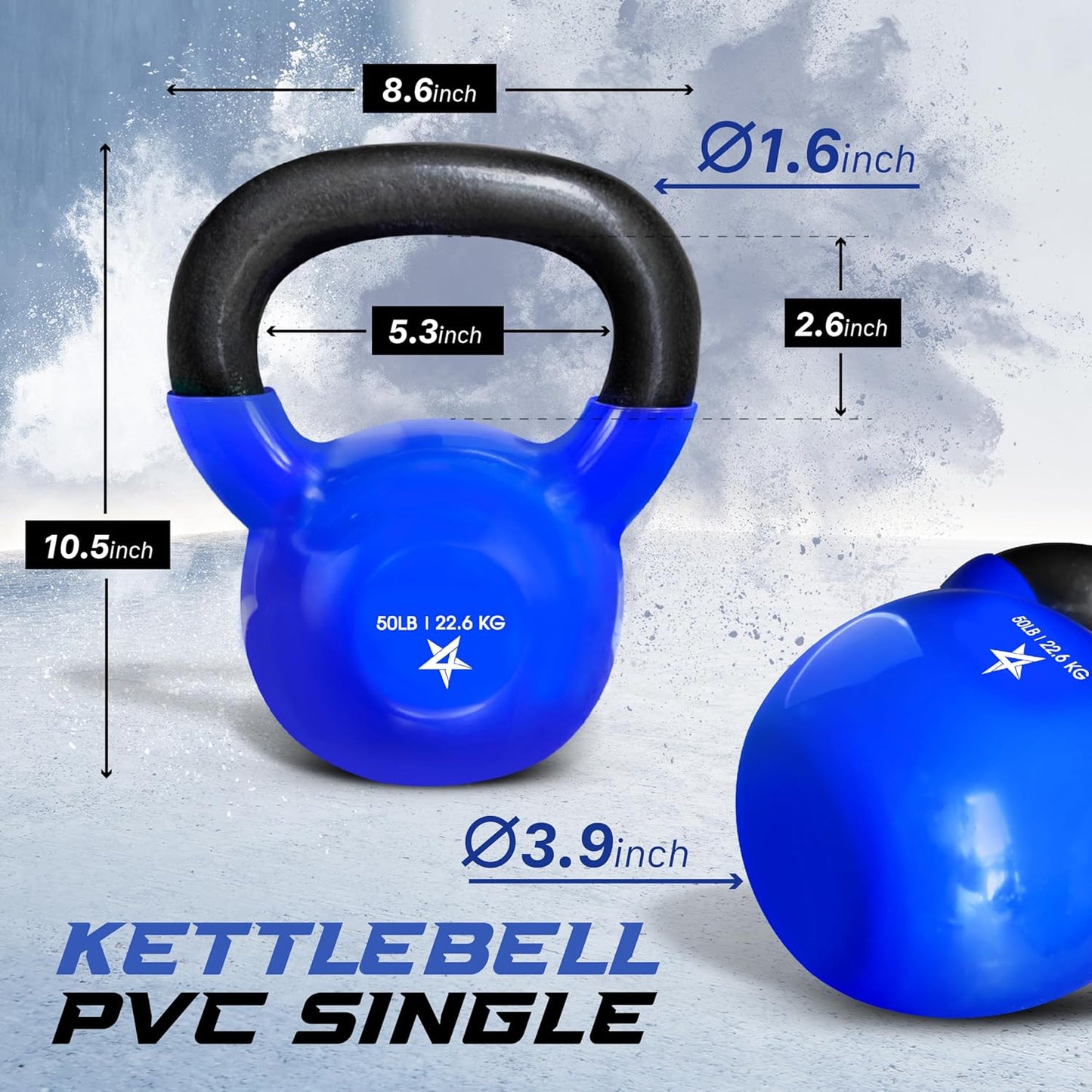 Yes4All Kettlebell - Vinyl Coated Cast Iron Strength Training | 5-100 LB for Home Gym Workouts