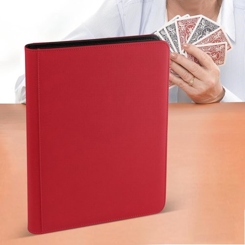 GERMUN Trading Card Binder - 16 Pocket Premium Card Holder for 1000+ Cards | Double-Sided Album (Red)
