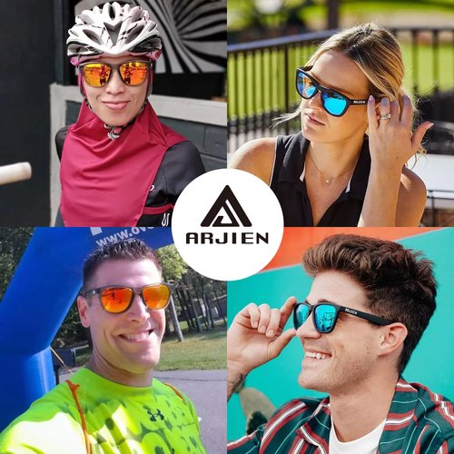 Arjien Square Polarized Sunglasses for Women Men, UV400 Protection, Ideal for Running Golf Driving, Travel Beach Essentials