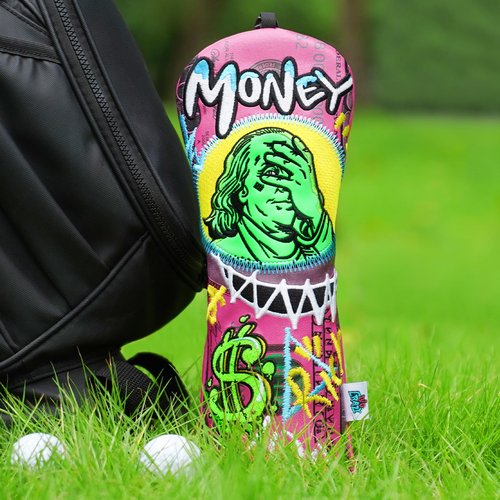 Big Crazy Funny Driver Headcover - Franklin Cover Eyes Design - Waterproof Golf Head Covers - Hybrid Fairway Wood Head Covers with Premium PU Leather - Golf Club Protector - Practical Present