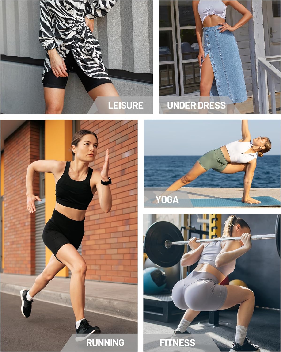 Runhit Biker Shorts for Women - High Waisted Yoga Spandex with Pockets | Tummy Control, 8''/5''/3''