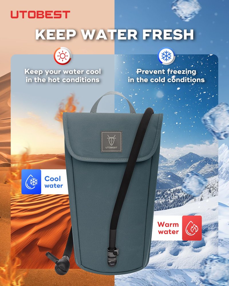 UTOBEST Insulated Insulation Bag for 2L Hydration Water Bladders, 50mm Thick Thermal Insulation, Lightweight Water-Resistant, Prevents Freezing and Keeps Water Cool, Bladder NOT Included