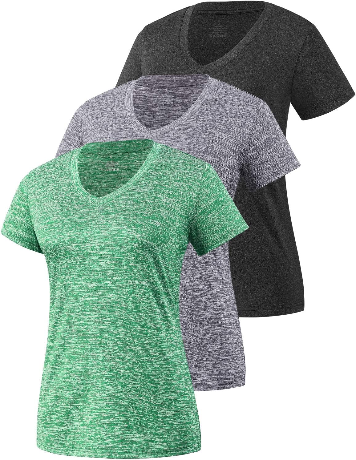 Xelky Women's Dry Fit T-Shirts - Moisture-Wicking Athletic V-Neck Tops | 3-4 Pack Activewear