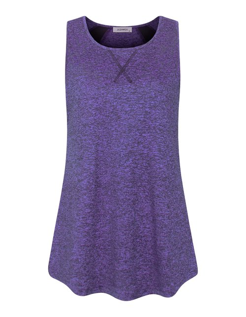 Workout Tanks for Women Loose Fit Juniors Summer Casual Activewear U Neck Sleeveless Swing Tunic Tops Moisture Wicking Sports Working Out T Shirts Yoga Free with Prime Purple M