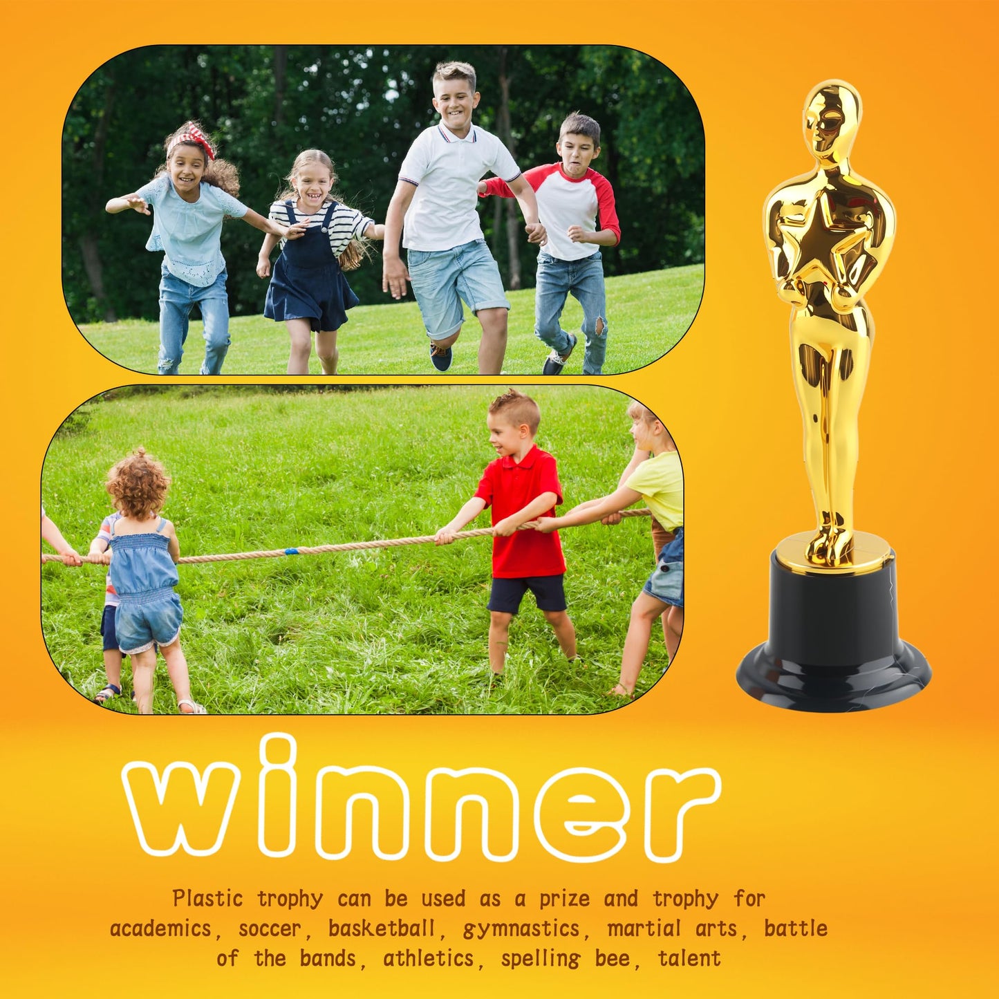 Cotiny 16 Pcs 6 Inch Gold Award Trophies Plastic Award Statues Trophy Figurines for Party Favors Recognition Awards Competitions School Rewards