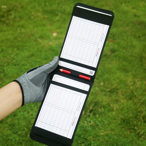 Handy Picks Leather Golf Scorecard Holder | Yardage Book Cover | Scorecard n Pencil Included | Black