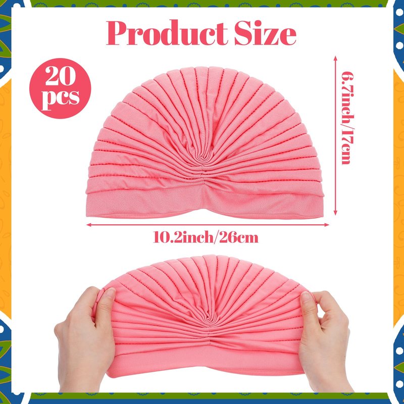 20 Pieces Stretch Turbans Chemo Head Wraps Polyester Head Beanie Cover para Mujer Turbantes for Women Multicolor
